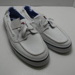 Tommy Hilfiger White Deck Boat Shoes Patriotic Slip-on NWOT